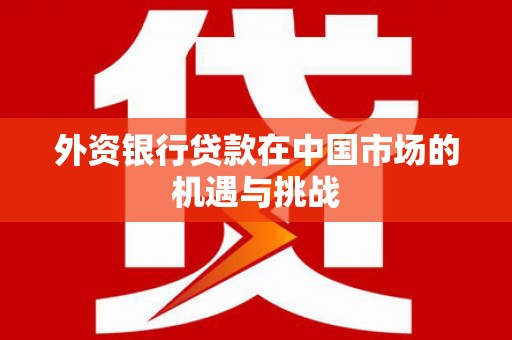伊春外资银行贷款在中国市场的机遇与挑战