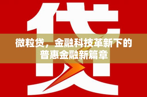 伊春微粒贷，金融科技革新下的普惠金融新篇章