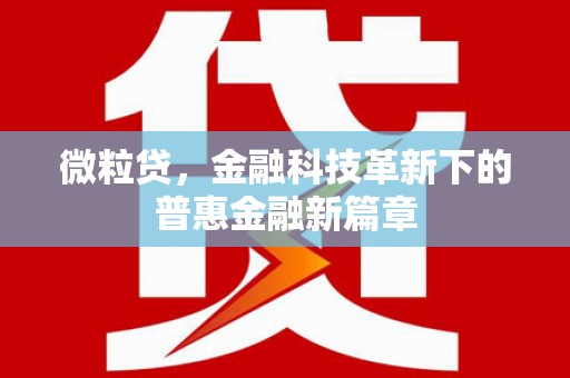 伊春微粒贷，金融科技革新下的普惠金融新篇章